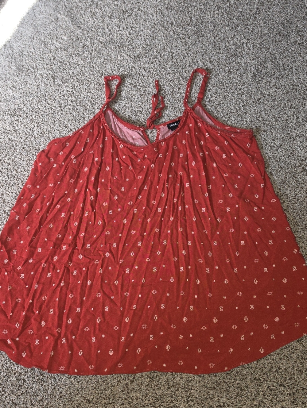torrid Red Printed Tribal Aztec Tie-Strap Camisole 2 2x